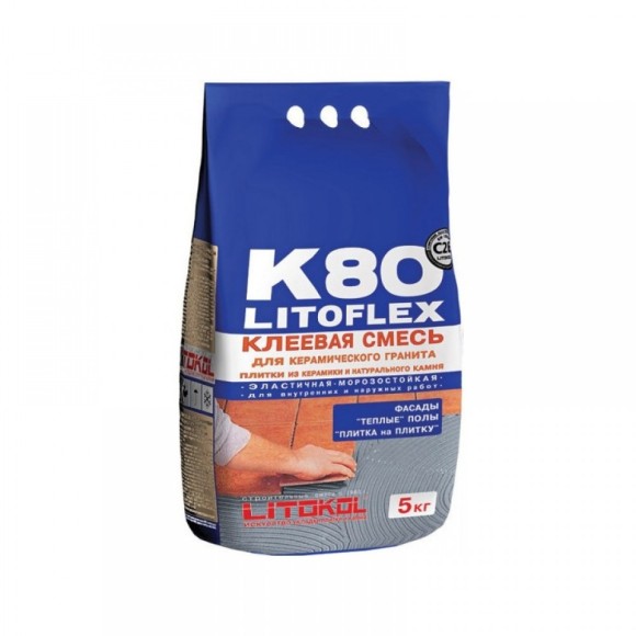 Клей для плитки и керамогранита LITOFLEX K80 5 кг/мешок