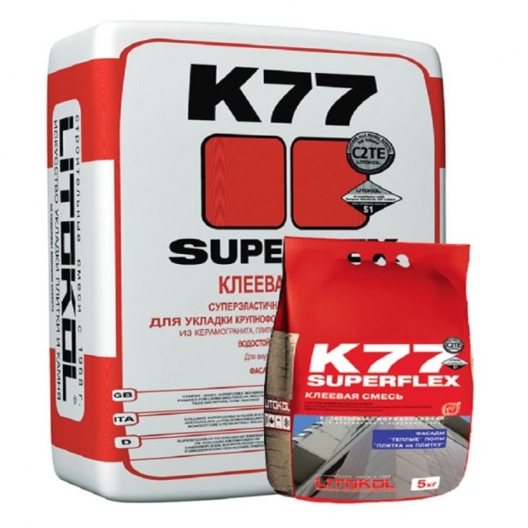 Клей для плитки и керамогранита SUPERFLEX K77 5 кг/мешок