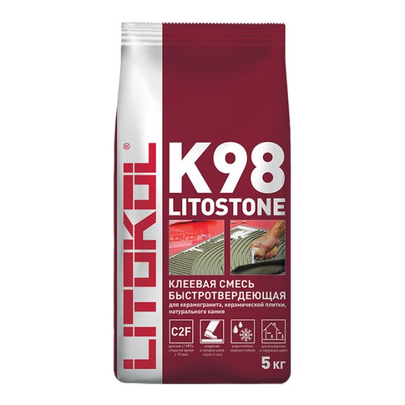 Клей для плитки и керамогранита LITOSTONE K98 5 кг/мешок
